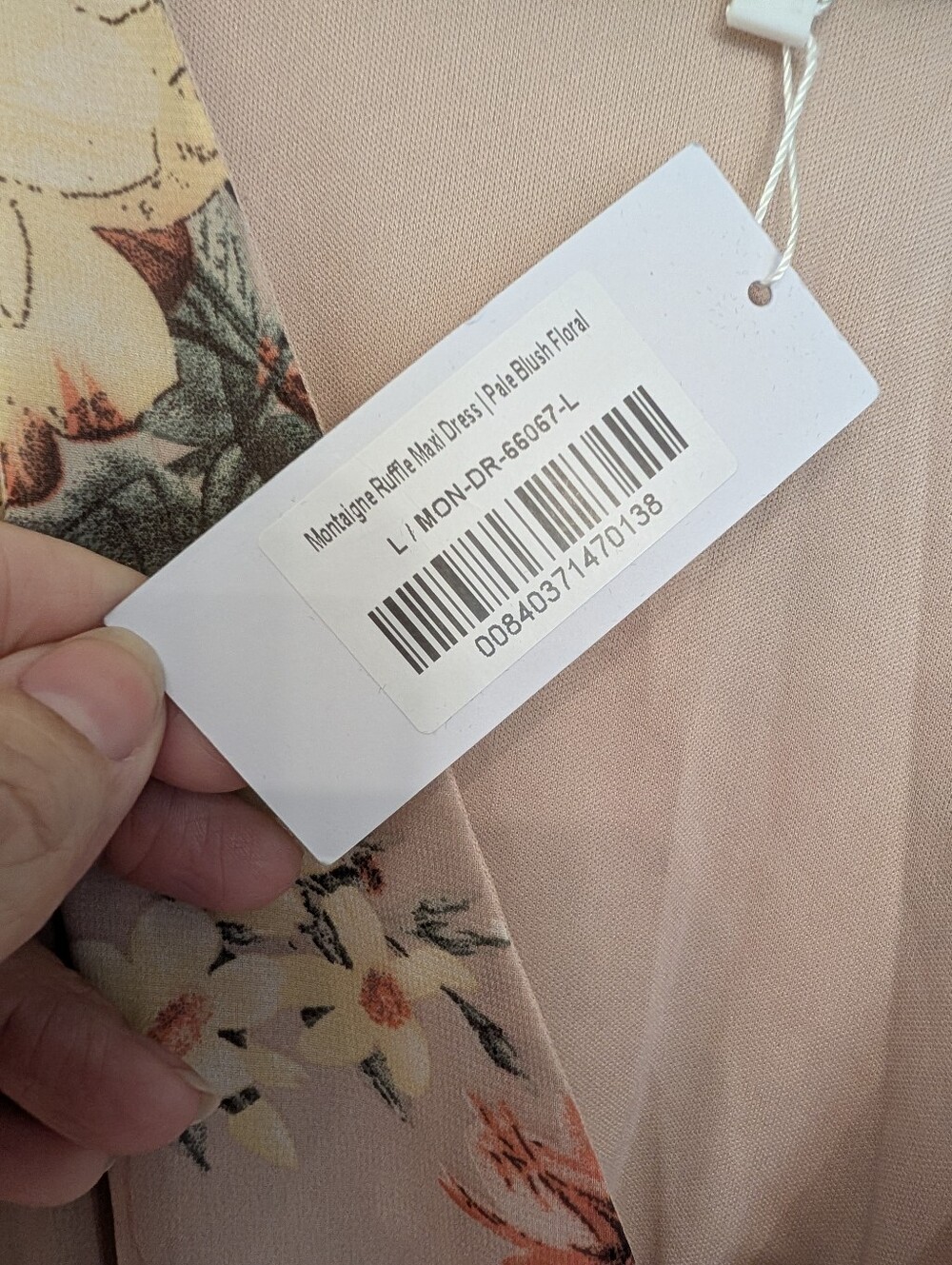 NWT Baltic Born Montaigne Maxi Dress Chiffon Pale Blush Floral Women's Large - Picture 9 of 14